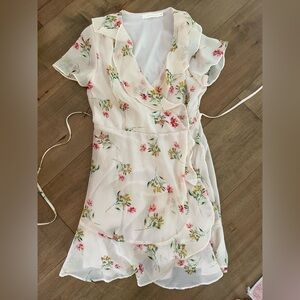 Lush Floral, blush wrap dress
